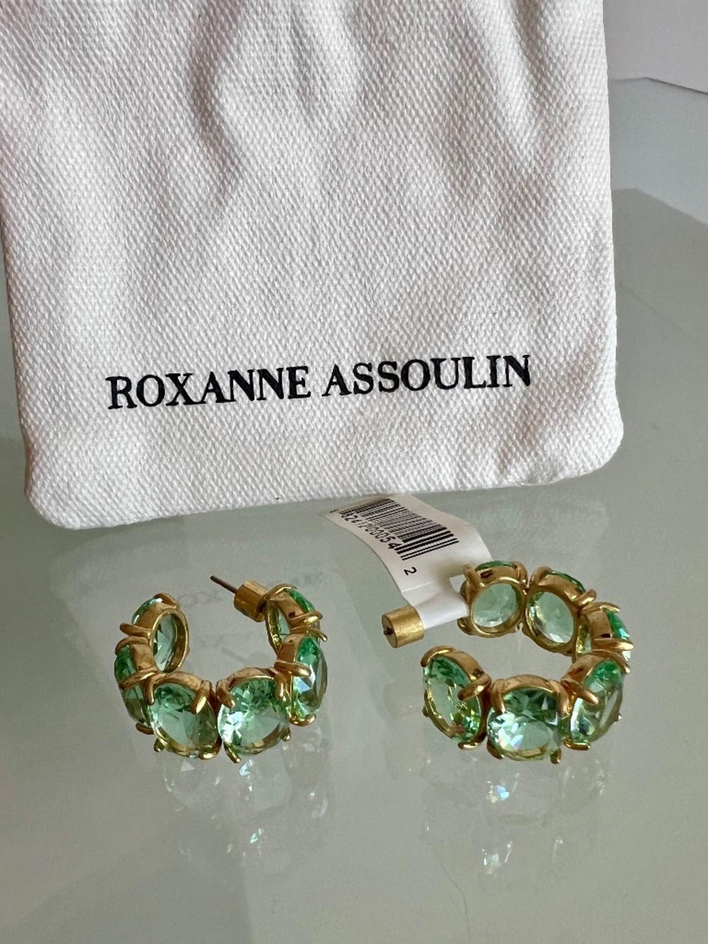 ROXANNE ASSOULIN The Royals Mint Crystal Hoop Earrings